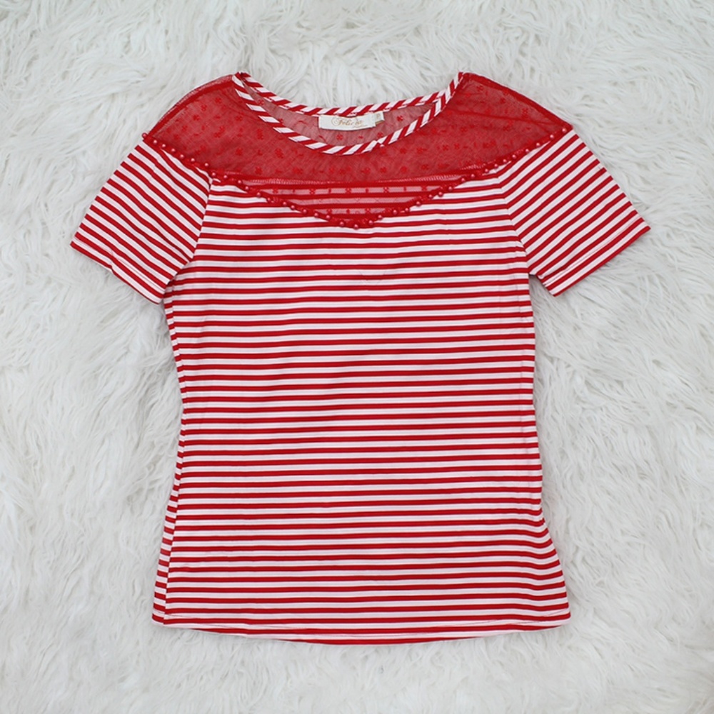Striped T-Shirt‎ with pearls